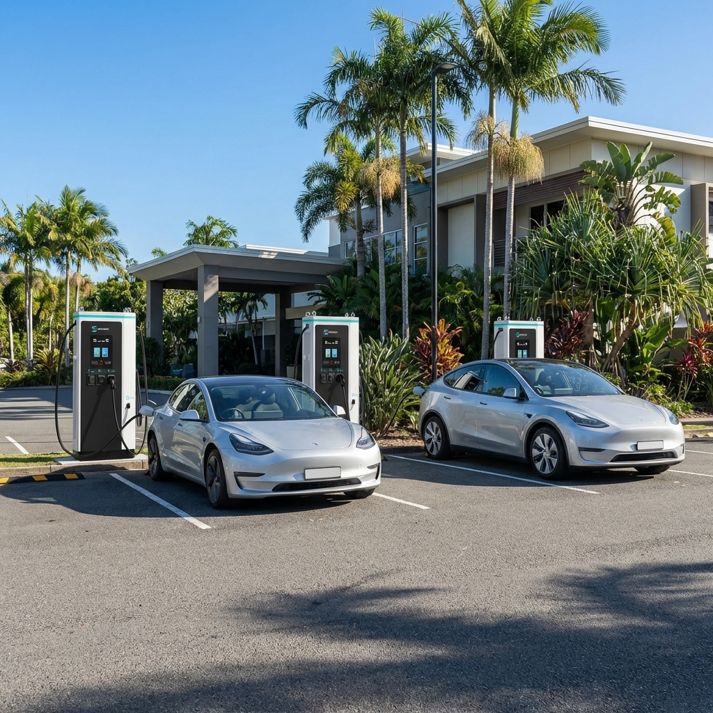 EVs charging at a hospitality venue with Grasen chargers